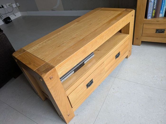 solid oak bookcase and tv unit