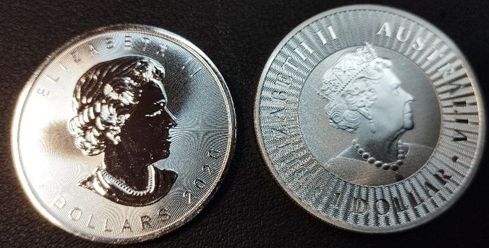 1 oz Silver Canadian Maple leaf + Australian Kangaroo 2020