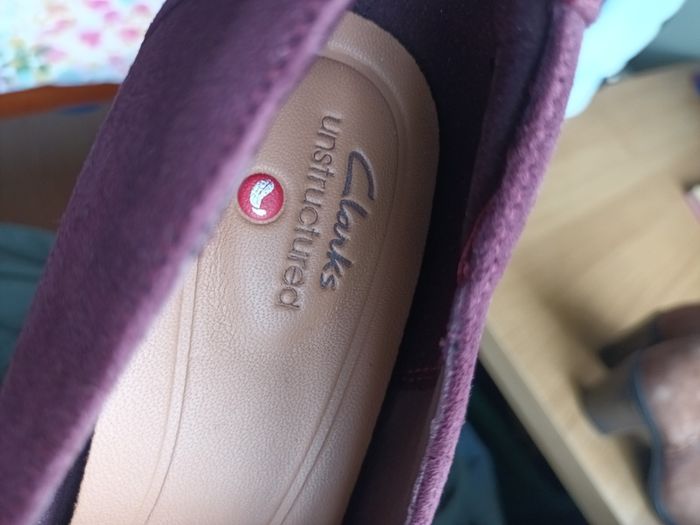 Clarks mulberry suede loafer with heel
