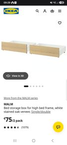 ikea Malm bed storage drawers x 2
