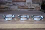 3 NEW Glass Tealight candle holders with candles included