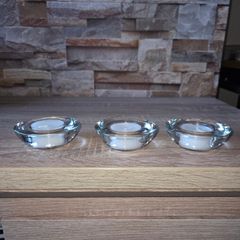 3 NEW Glass Tealight candle holders with candles included