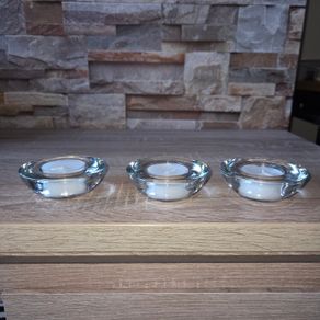 3 NEW Glass Tealight candle holders with candles included