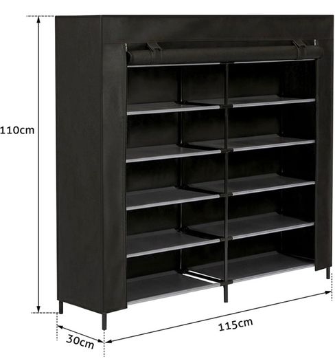 Shoe Rack 7 Tier Canvas,Shoe Cabinet,Shoe Rack Standing for Living Room,Hallway,Shoes Storage Organizer for 36 Pair of Shoes with Dustproof Cover,110cm 115cm 30cm (FREE POSTAGE)