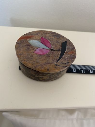 Alabaster Mini Trinket Box (2) with Shell Inlay (E5 each)