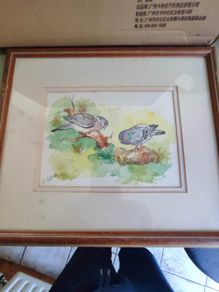 Lovely Framed Watercolor Painting Signed C. Collins .