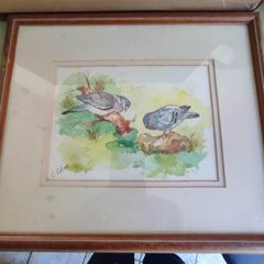 Lovely Framed Watercolor Painting Signed C. Collins .