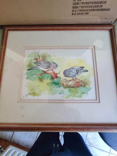Lovely Framed Watercolor Painting Signed C. Collins .