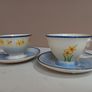 Laura Ashley Pair Large Cups Saucers Handpainted Two Teacups Daffodils Image 2