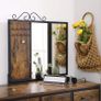 Dressing Table, Makeup Desk with 1 Stool, Tri-Fold Mirror and 3 Drawers, Steel Frame, Industrial Design, Vintage Brown/Black Image 4