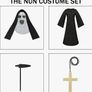 Scary Nun Outfit with mask, cross necklace Halloween costume Black Image 3