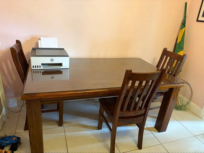 Antique Dining Table with Glass Top Cover