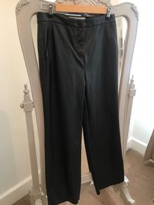 Fab Black Wide Leg Faux Leather Trousers size 10