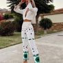 REDUCED Fab Zara Insta Famous Bloggers White Linen Blend Embroidered Trousers Size Large UK 12 New with Tags Image 8