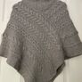 Aran Crafts - Grey Merino Wool Aran Cable & Moss Poncho - Size S/M Image 2