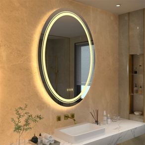 600X800mm LED Illuminated Mirror Oval Bathroom Makeup Mirror with Dimmable