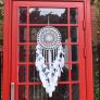 Large Boho Dream Catcher with White Feather and Blue Beads Macrame Wall Hanging (70cm x 25cm) Image 2