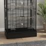 Bird Cage with Removable Tray and Perches, Aviary for Parrots, 61x36.5x98 cm, Black Image 2