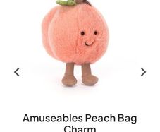 New JELLYCAT Amuseables Peach Bag Charm