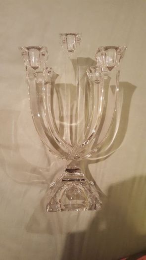 5 Stick Glass Candlelabre