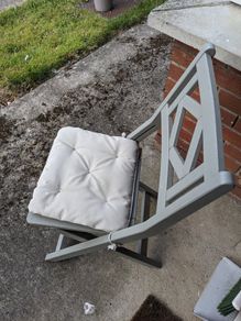 Grey Wooden Folding Garden Chair with Cushion