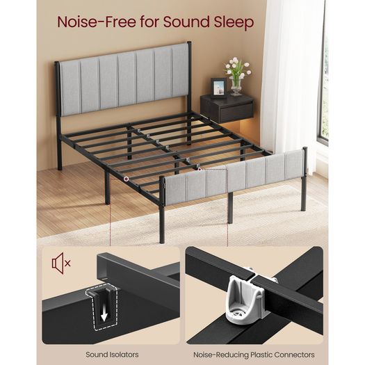Double Metal Bed Grey (197 x 136.5 x 104 cm)