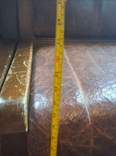 Vintage Solid Wood pub Leather Bench Seat Perfect for Bar or Man Cave