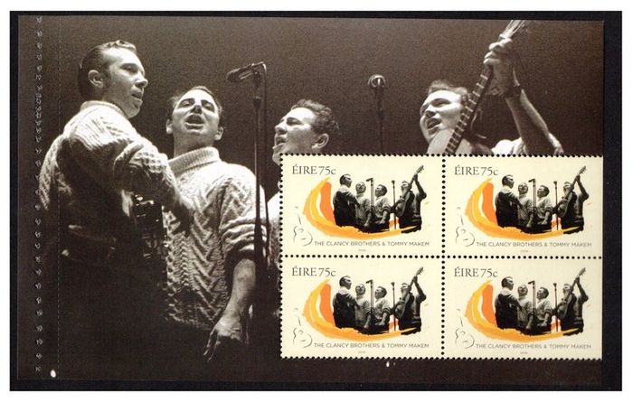 2006 Ireland Irish Music The Clancy Brothers and Tommy Maken Commemorative Stamp Booklet Pane Mint Never Hinged (MNH. Hibernian HP173.