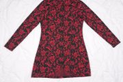 Joe Browns Black Red Floral High Neck Wrap Longline Tunic Long Sleeve Top 12UK/40EU