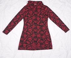 Joe Browns Black Red Floral High Neck Wrap Longline Tunic Long Sleeve Top 12UK/40EU