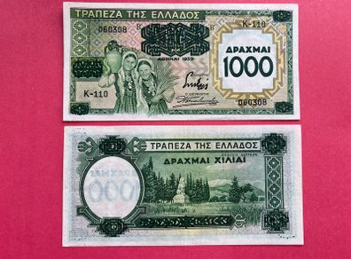 Greece  1000 Drachmai  1939. Pick 111a  ( Overprint ). ( Uncirculated )
