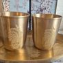 Luxury Kaunteya "Kadamba" Kansa (Bronze) 3-Piece Glass & Tray Set - Brand New Condition Image 2