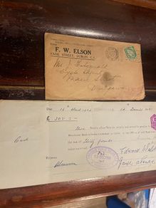 Vintage check and envelope