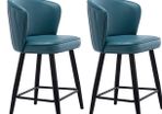 Set of 2 modern Leather Bar Stools Counter Height