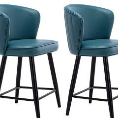 Set of 2 modern Leather Bar Stools Counter Height