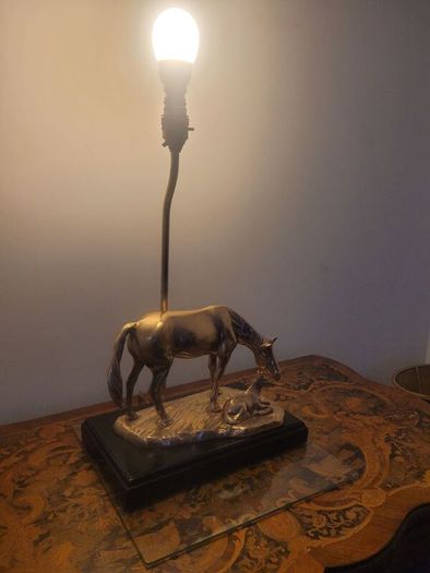 brass horse lamp