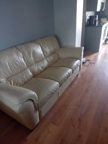 Pair Of Matching CREAM Leather Sofas