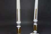 Large Painted &amp; Parcel Gilt Carved Wooden Columns