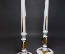 Large Painted & Parcel Gilt Carved Wooden Columns