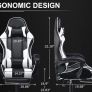 Gaming Chair Ergonomic Computer Chair Office Chair Desk Swivel Chair Adjustable Reclining Footrest Cushion White New Image 4