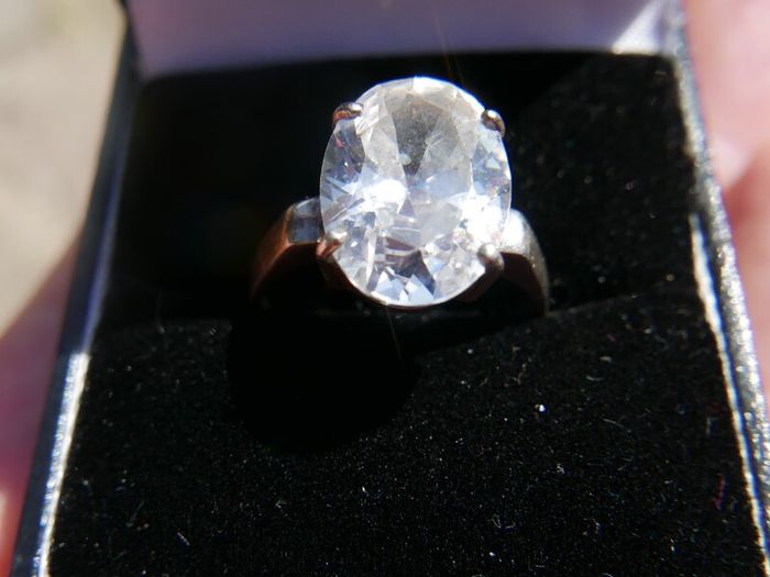 Vintage Sterling Silver 925 White Topaz Ring, Size P - 4,66g