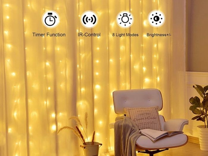 Curtain Fairy Lights Waterproof, 3mx3m 300LED Fairy Lights with 8 Modes Remote Control Timer Adjustable Brightness, Curtain Light Plug in for Bedroom, Garden, Party, Wedding, Christmas MULTIPLE COLOURS AVAILABLE (FREE POSTAGE)