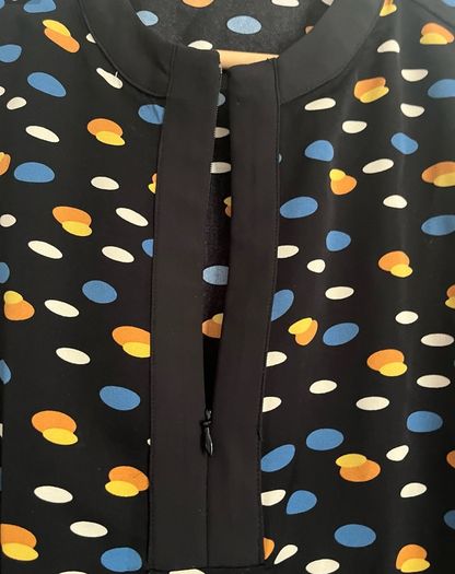 nwt Rant and Rave thalia dot print zip front blouse (black / blue / yellow) size 14