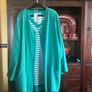 Mona Lisa of Germany  FURTHER REDUCED. two piece outfit , in Jade green, a beautiful light jacket and a matching jade and white top . Length of jacket is 35 inches and the top also Image 8