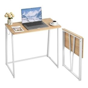 Folding Desk, 80 cm Small Foldable Table for Compact Spaces, Space Saving Computer Table, Sturdy Particleboard with Storage Hooks