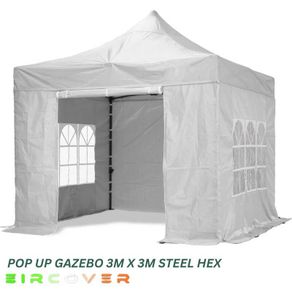 Heavy Duty Pop Up Gazebo Steel 40mm Hex 3m x 3m