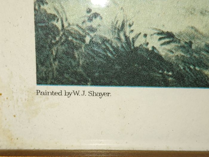 Vintage circa 1950's/1960's framed print of Shayer's English Fox Hunting/ Full Cry. Clearing the Brook