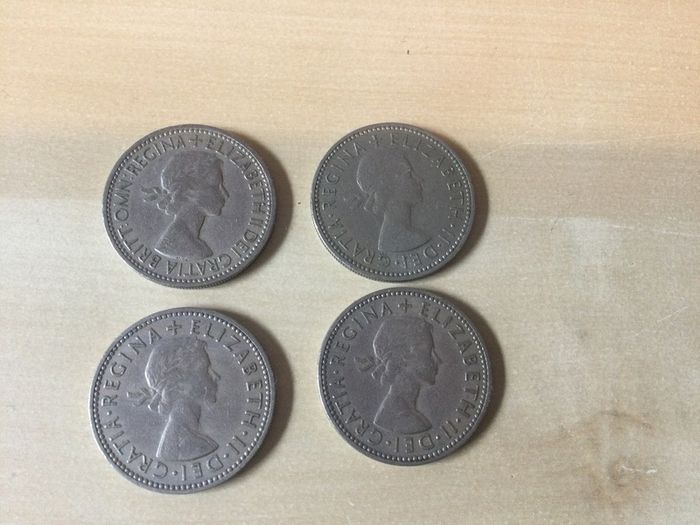 British one shilling coins from 1950s and 60s, 2 euro each