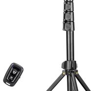 1.7 Meter/67 inch Phone Tripod Stand & Bluetooth Selfie Stick Tripod, Cellphone Tripod with Bluetooth Remote, Compatible with iPhone 14/13/12/12 pro/11/11pro/8/7 (FREE POSTAGE)