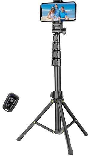 1.7 Meter/67 inch Phone Tripod Stand & Bluetooth Selfie Stick Tripod, Cellphone Tripod with Bluetooth Remote, Compatible with iPhone 14/13/12/12 pro/11/11pro/8/7 (FREE POSTAGE)